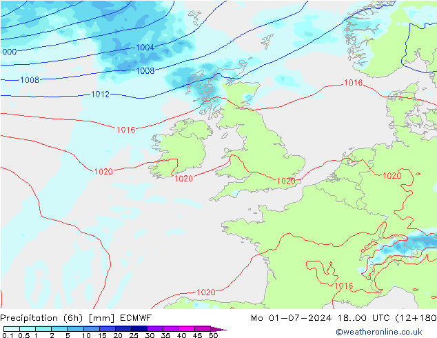 Z500/Rain (+SLP)/Z850 ECMWF Po 01.07.2024 00 UTC