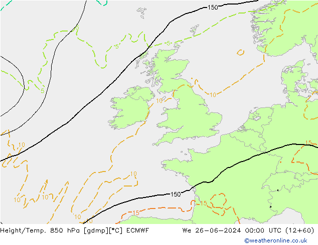 Z500/Rain (+SLP)/Z850 ECMWF śro. 26.06.2024 00 UTC