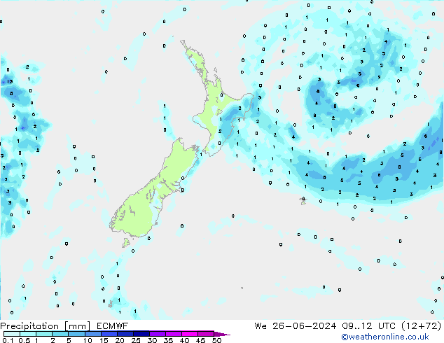 Precipitation ECMWF We 26.06.2024 12 UTC