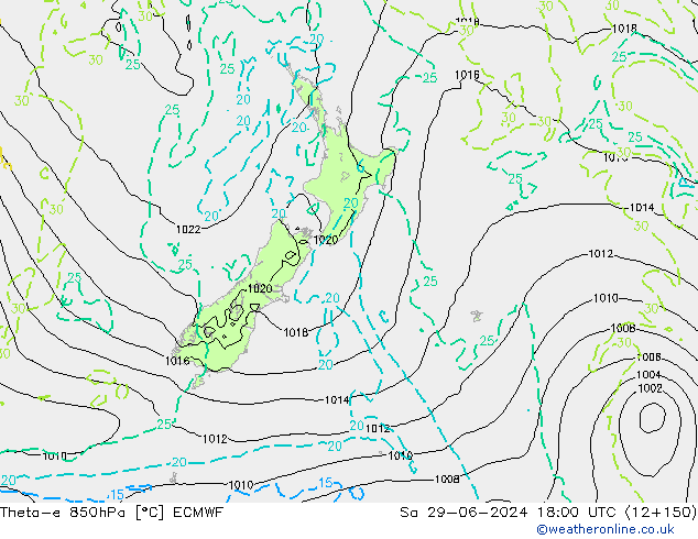 Theta-e 850hPa ECMWF  29.06.2024 18 UTC