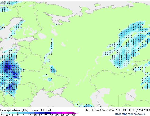 Z500/Rain (+SLP)/Z850 ECMWF пн 01.07.2024 00 UTC