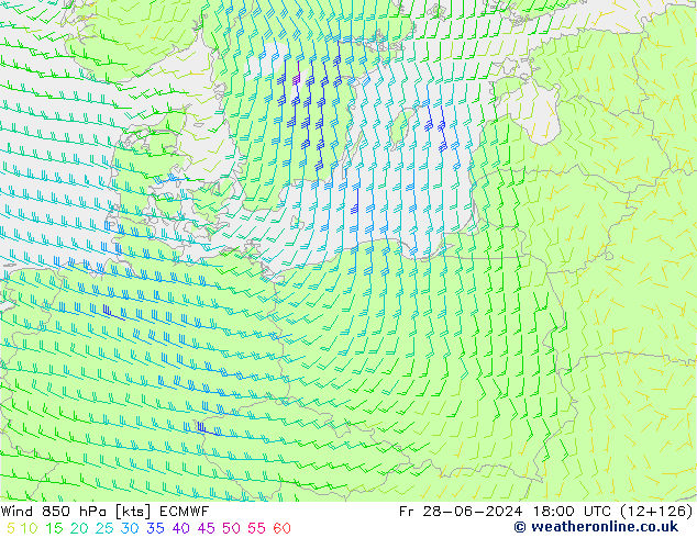 Wind 850 hPa ECMWF Fr 28.06.2024 18 UTC