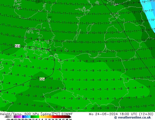 Z500/Rain (+SLP)/Z850 ECMWF Mo 24.06.2024 18 UTC