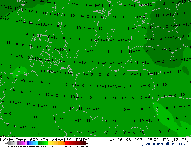 Z500/Rain (+SLP)/Z850 ECMWF mié 26.06.2024 18 UTC