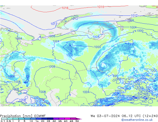 Neerslag ECMWF wo 03.07.2024 12 UTC