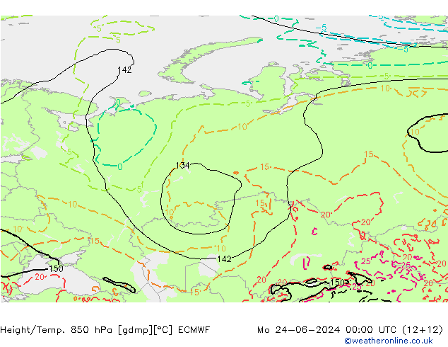 Z500/Rain (+SLP)/Z850 ECMWF пн 24.06.2024 00 UTC