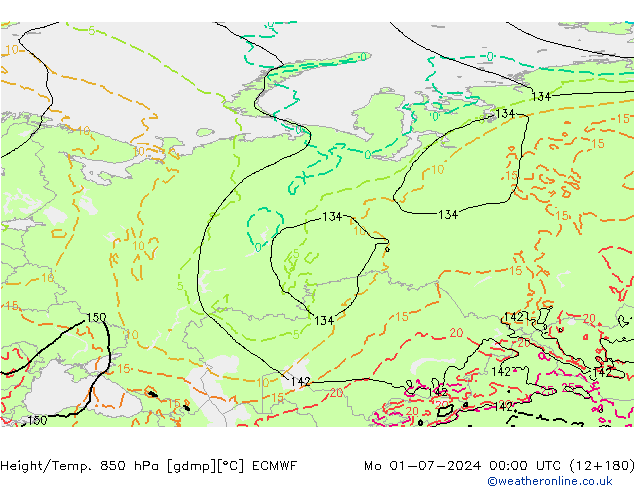 Geop./Temp. 850 hPa ECMWF lun 01.07.2024 00 UTC