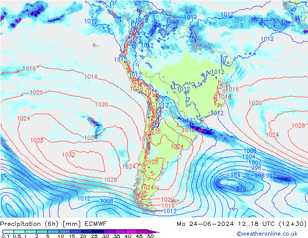 Z500/Rain (+SLP)/Z850 ECMWF Mo 24.06.2024 18 UTC