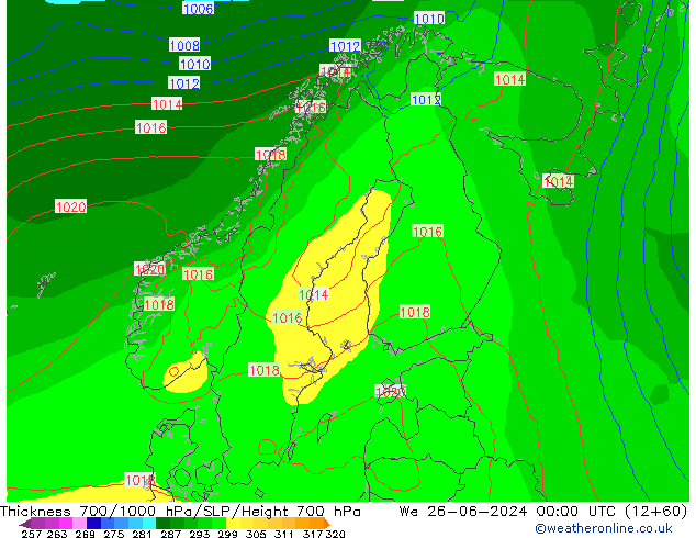 Schichtdicke 700-1000 hPa ECMWF Mi 26.06.2024 00 UTC