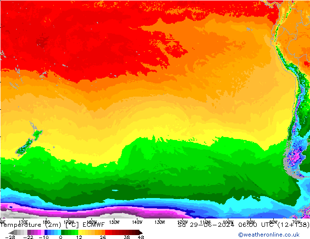 Temperature (2m) ECMWF So 29.06.2024 06 UTC