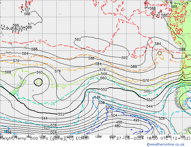 Z500/Yağmur (+YB)/Z850 ECMWF Per 27.06.2024 18 UTC