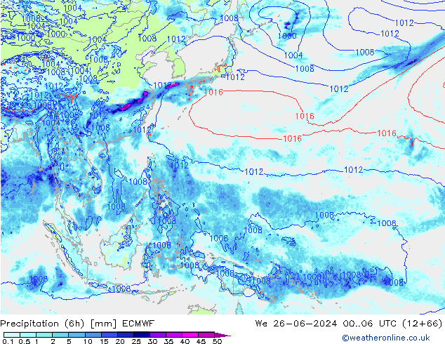 Z500/Rain (+SLP)/Z850 ECMWF mer 26.06.2024 06 UTC