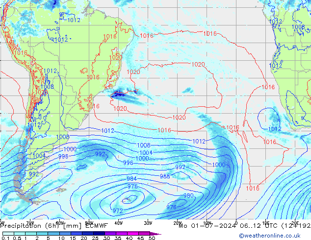 Z500/Rain (+SLP)/Z850 ECMWF Seg 01.07.2024 12 UTC