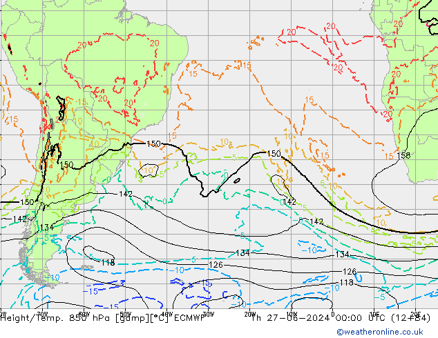 Géop./Temp. 850 hPa ECMWF jeu 27.06.2024 00 UTC