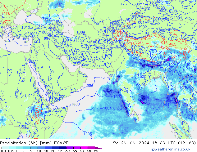 Z500/Rain (+SLP)/Z850 ECMWF śro. 26.06.2024 00 UTC