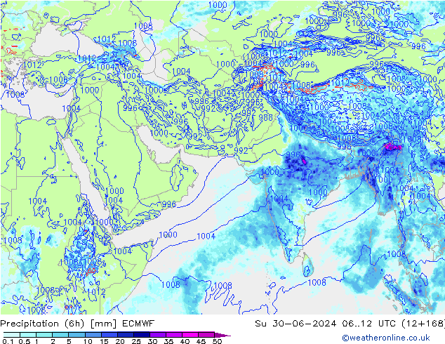 Z500/Rain (+SLP)/Z850 ECMWF dim 30.06.2024 12 UTC