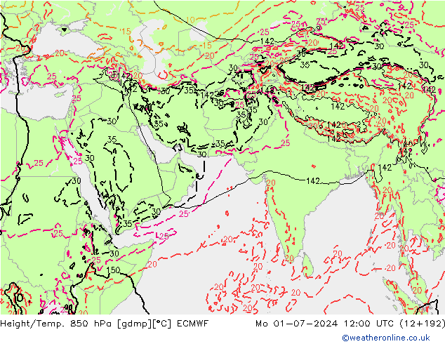 Z500/Rain (+SLP)/Z850 ECMWF lun 01.07.2024 12 UTC