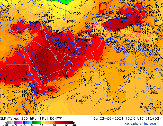 SLP/Temp. 850 hPa ECMWF 星期日 23.06.2024 15 UTC