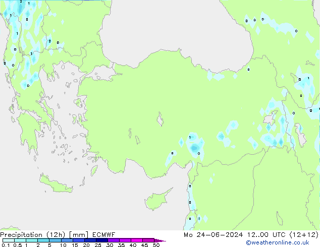 Precipitazione (12h) ECMWF lun 24.06.2024 00 UTC