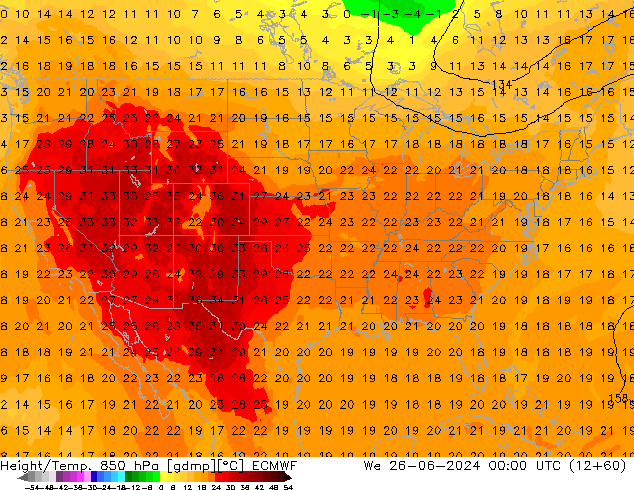 Z500/Rain (+SLP)/Z850 ECMWF We 26.06.2024 00 UTC