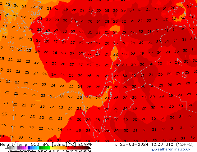 Z500/Rain (+SLP)/Z850 ECMWF Tu 25.06.2024 12 UTC