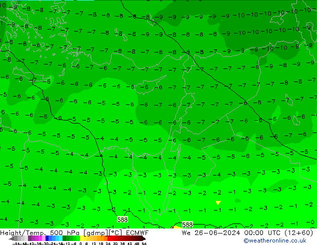 Z500/Rain (+SLP)/Z850 ECMWF We 26.06.2024 00 UTC