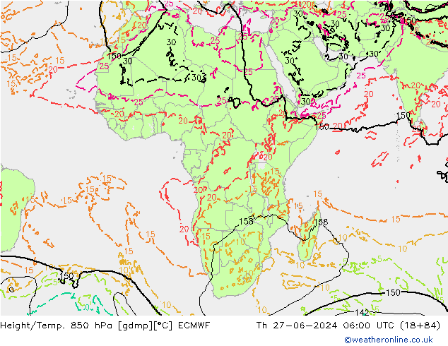 Z500/Rain (+SLP)/Z850 ECMWF Th 27.06.2024 06 UTC