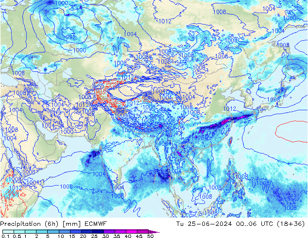 Z500/Yağmur (+YB)/Z850 ECMWF Sa 25.06.2024 06 UTC