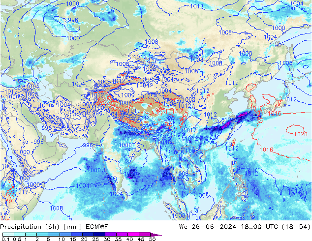 Z500/Rain (+SLP)/Z850 ECMWF śro. 26.06.2024 00 UTC