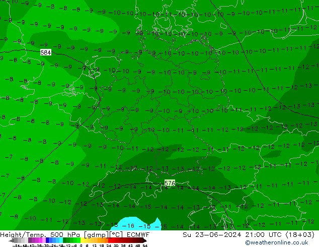 Height/Temp. 500 hPa ECMWF 星期日 23.06.2024 21 UTC