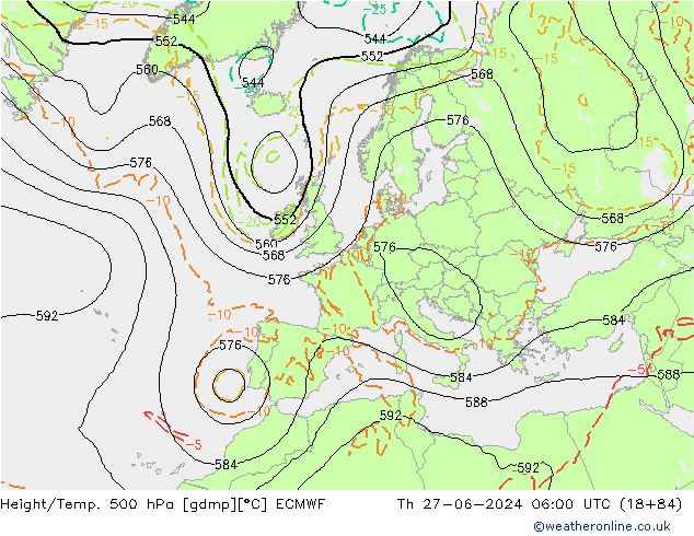 Z500/Yağmur (+YB)/Z850 ECMWF Per 27.06.2024 06 UTC