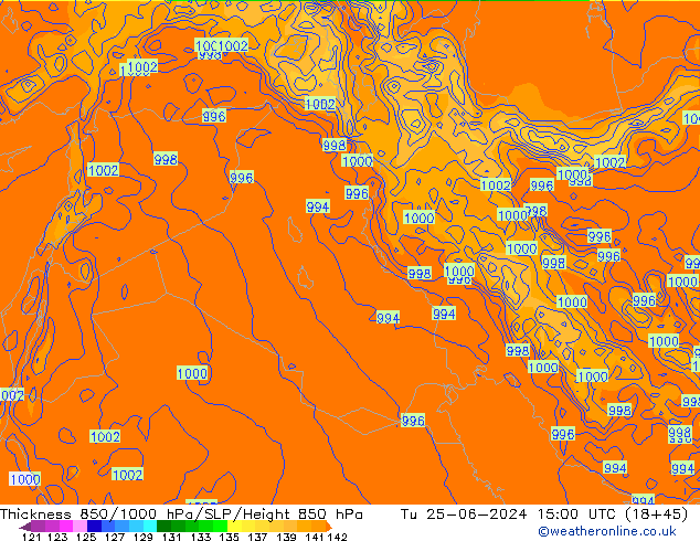 850-1000 hPa Kalınlığı ECMWF Sa 25.06.2024 15 UTC