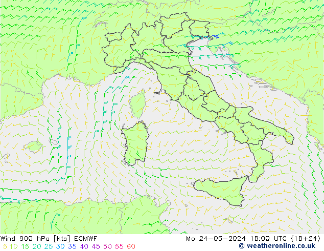 Vento 900 hPa ECMWF Seg 24.06.2024 18 UTC