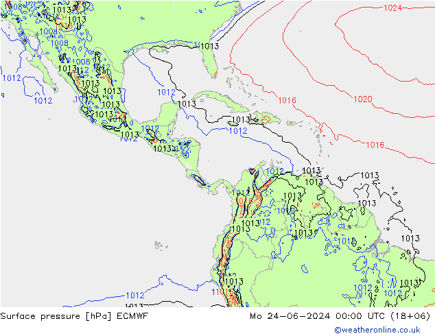 Surface pressure ECMWF Mo 24.06.2024 00 UTC