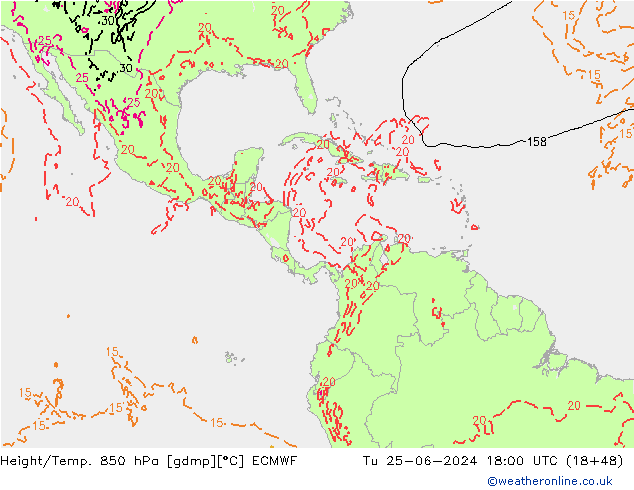 Z500/Rain (+SLP)/Z850 ECMWF mar 25.06.2024 18 UTC