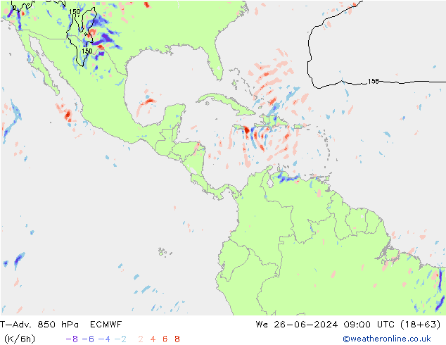 T-Adv. 850 hPa ECMWF mié 26.06.2024 09 UTC