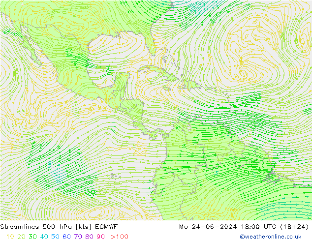 Stroomlijn 500 hPa ECMWF ma 24.06.2024 18 UTC