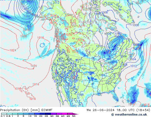 Z500/Rain (+SLP)/Z850 ECMWF mer 26.06.2024 00 UTC