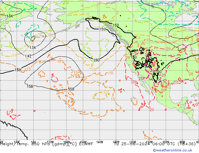 Z500/Rain (+SLP)/Z850 ECMWF Tu 25.06.2024 06 UTC