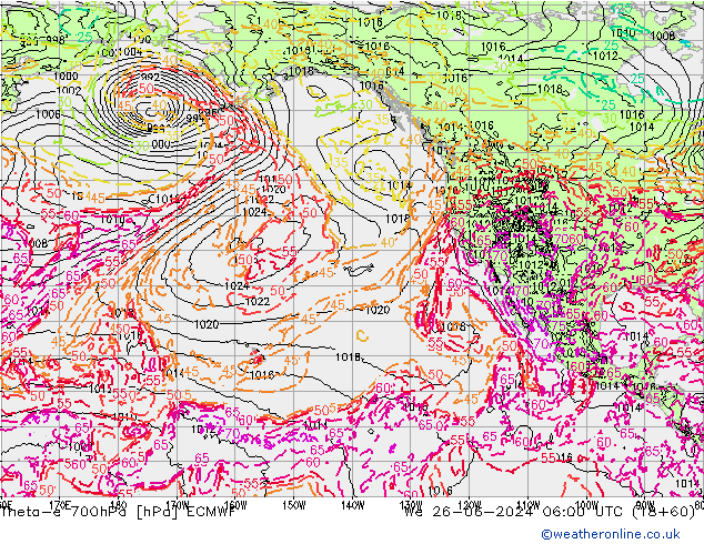 Theta-e 700hPa ECMWF We 26.06.2024 06 UTC