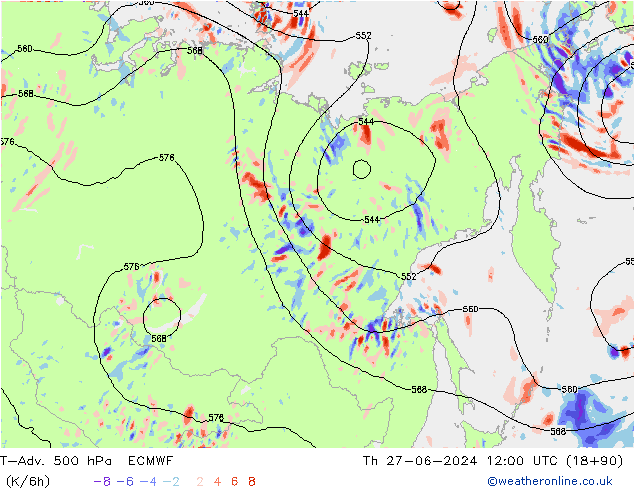 T-Adv. 500 hPa ECMWF Th 27.06.2024 12 UTC