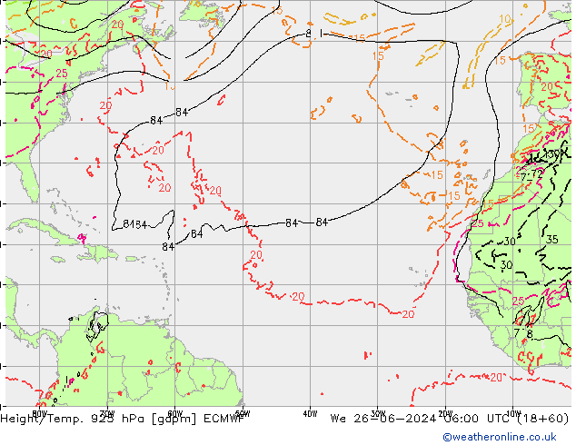 Height/Temp. 925 hPa ECMWF We 26.06.2024 06 UTC