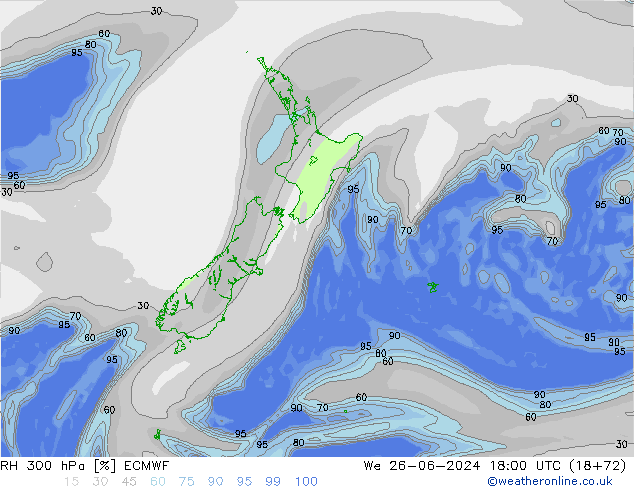 RH 300 hPa ECMWF mer 26.06.2024 18 UTC