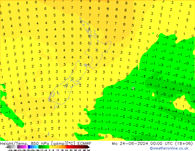 Z500/Rain (+SLP)/Z850 ECMWF Mo 24.06.2024 00 UTC