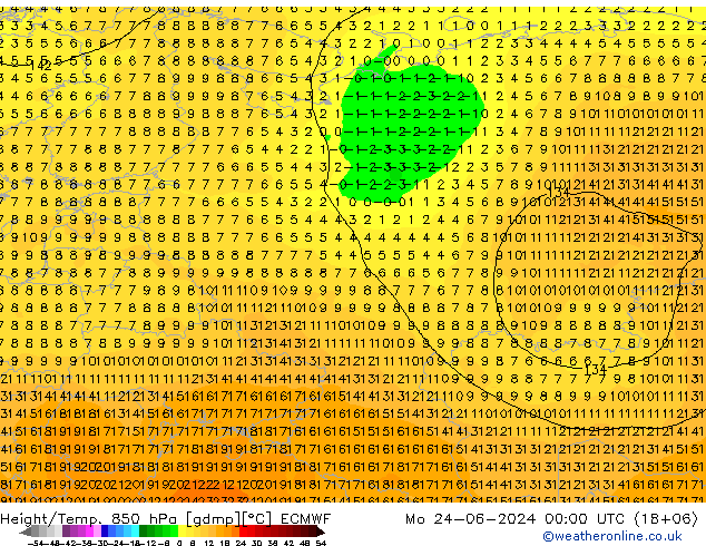 Z500/Rain (+SLP)/Z850 ECMWF lun 24.06.2024 00 UTC