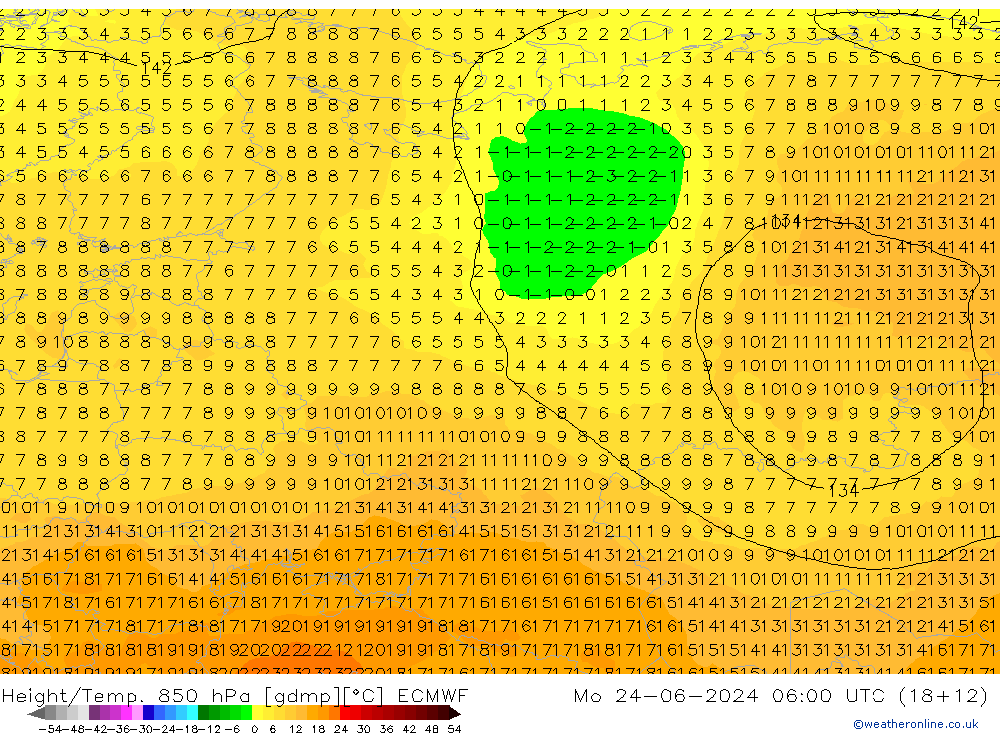 Z500/Rain (+SLP)/Z850 ECMWF Mo 24.06.2024 06 UTC