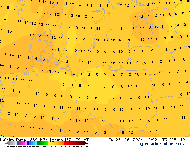 Z500/Rain (+SLP)/Z850 ECMWF Tu 25.06.2024 12 UTC