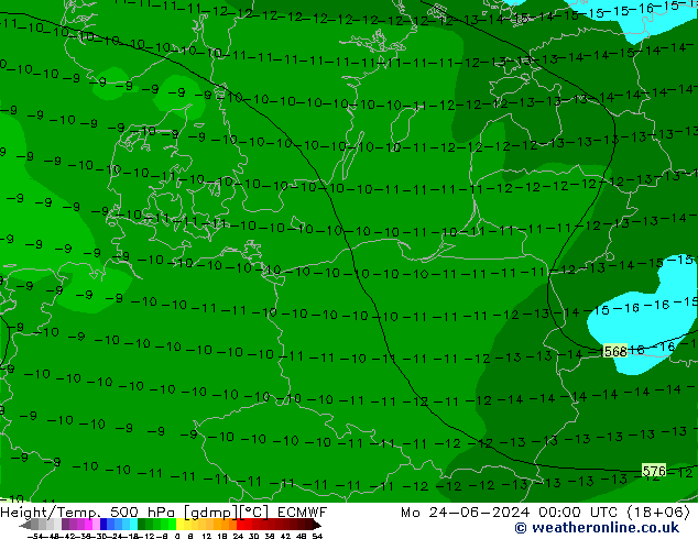 Z500/Rain (+SLP)/Z850 ECMWF lun 24.06.2024 00 UTC