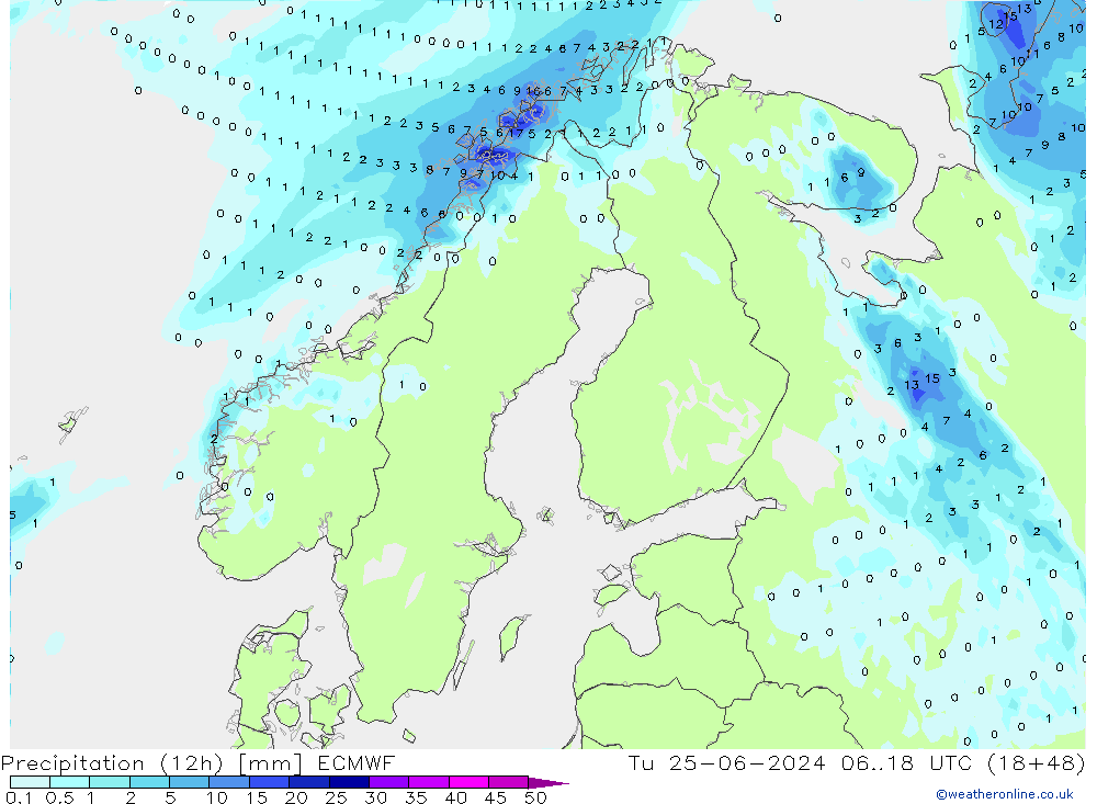 Yağış (12h) ECMWF Sa 25.06.2024 18 UTC