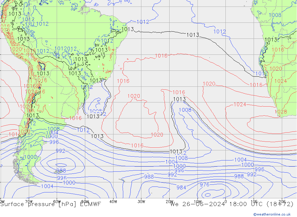 приземное давление ECMWF ср 26.06.2024 18 UTC